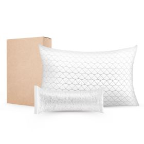 Bed Pillow for Sleeping, Queen Size Luxury Quality Hotel Pillow with Memory Foam Fill, Supportive & Adjustable, Includes Natural Firber Pillowcas