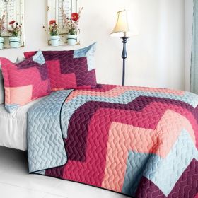 [Dream Garden] Brand New Vermicelli-Quilted Patchwork Quilt Set Full/Queen