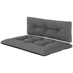2 Seater Pallet Cushions Outdoor 3.9 Thick Replacement Cushions - Tufted Design For Garden, Patio, Black (Color: Black)