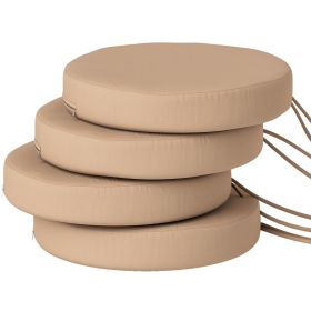 Patio Chair Cushions Set Of 4 Round Seat Cushions For Dining Bistro Chairs Machine Washable, 15 X 15 X 3, Khaki (Color: Khaki)