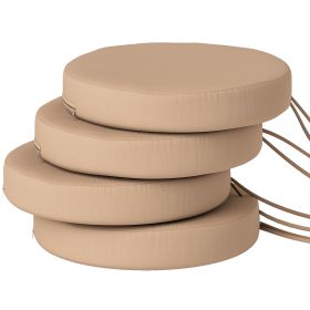 Patio Chair Cushions Set Of 4 Round Seat Cushions For Dining Bistro Chairs Machine Washable, 15 X 15 X 3, Khaki (Color: Khaki)
