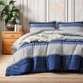 3pcs duvet cover set queen (duvet cover*1+Pillowcase*2) Extremely diverse styles (Style: Blue&white stripes)